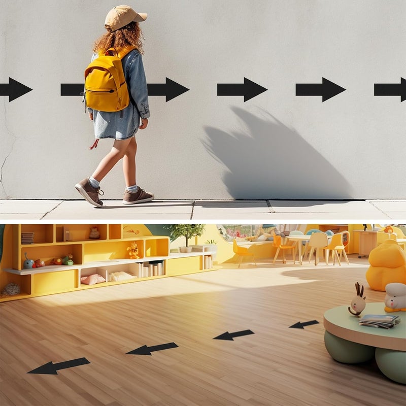 EVQ Arrow Floor Sticker Black 10"×5" Directional Floor Decal Self-Adhesive Removable Waterproof Arrow Vinyl Sign 20 PCS - Image 2